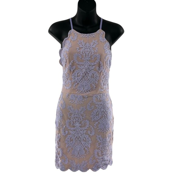 NWT - Hello Molly Bedroom Whispers Lace Mini Dress Size 8 Nude & Lavender - Picture 2 of 16